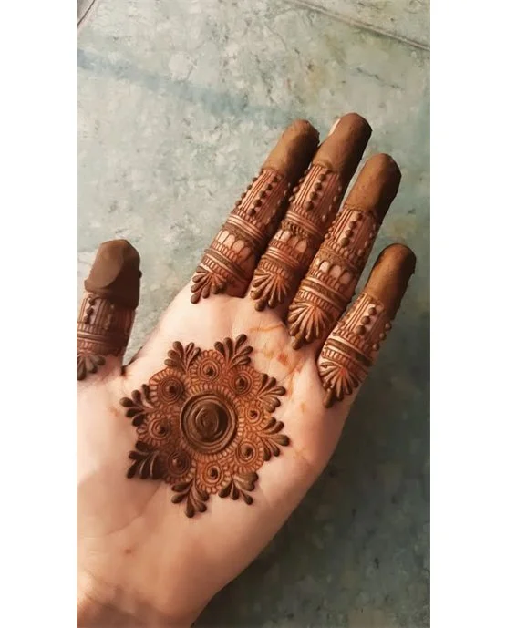Panel And Curves Subtle Front Hand Mehndi Design Look